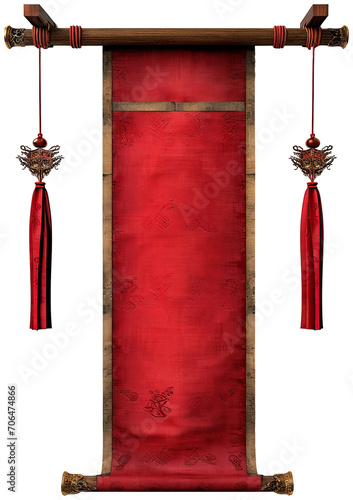 Chinese blank red couplets scroll illustration PNG element cut out transparent isolated on white background ,PNG file ,artwork graphic design.