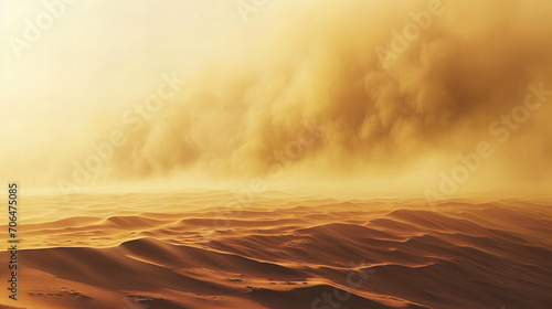 Beautiful sandstorm in desert dune landscape. faded colors