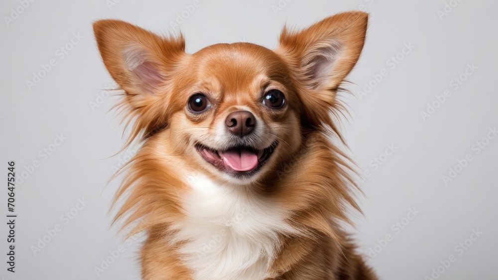 Portrait of red chihuahua dog on grey background Portrait of red chihuahua dog on grey background