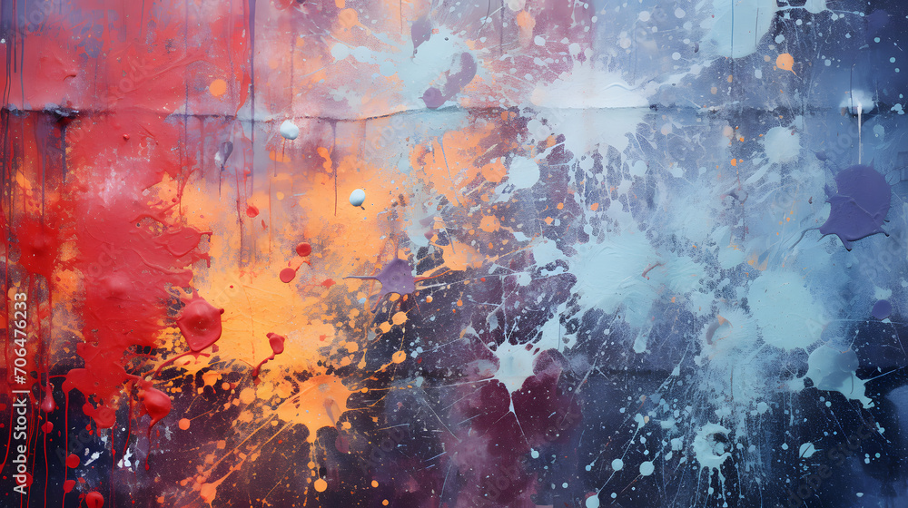 abstract grunge colorful painting on wall background