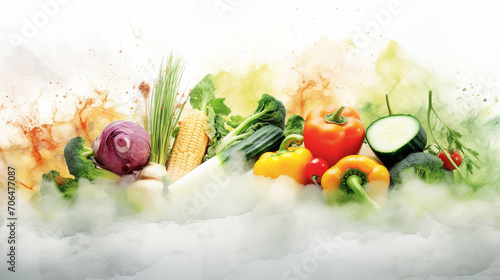 Fototapeta Naklejka Na Ścianę i Meble -  Steamed Vegetables with Cauliflower and Carrot as Indian Dish and Main Course Served on Plate and Garnished with Herbs Closeup Illustration