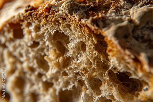 Extreme Close-Up of Freshly Baked Bread's Porous Texture
