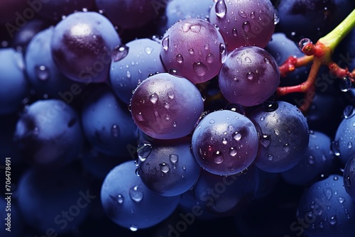 Red grapes on a vine. Close up of grapes bunch