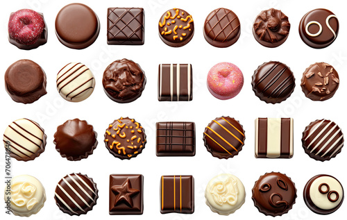 Different sortiments of chocolate candies illustration PNG element cut out transparent isolated on white background ,PNG file ,artwork graphic design.