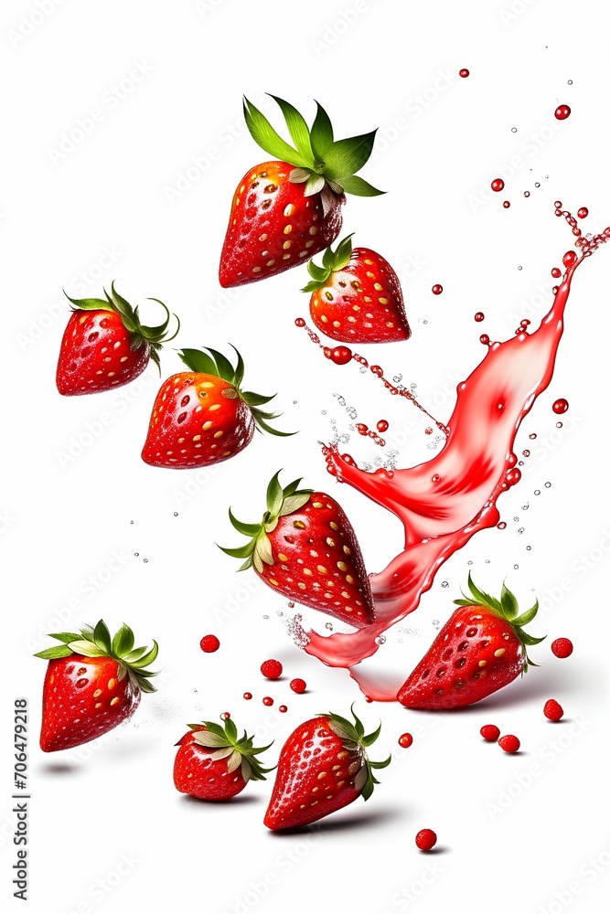 strawberry falling into water strawberry falling into water