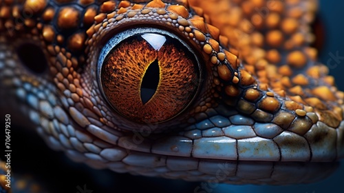 An intense close-up photo capturing the vivid detail and texture of a reptile s eye and surrounding scales.