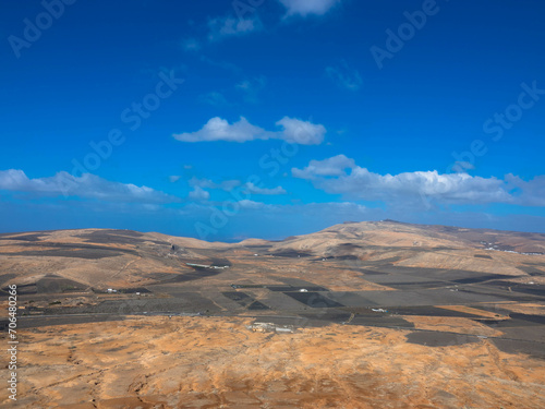 Spectacular views of the Fire Mountains at Timanfaya National Park  this unique area consisting entirely of volcanic soils. A Mars-like volcanic landscape in a sea of       lava. Lanzarote  Canary Island