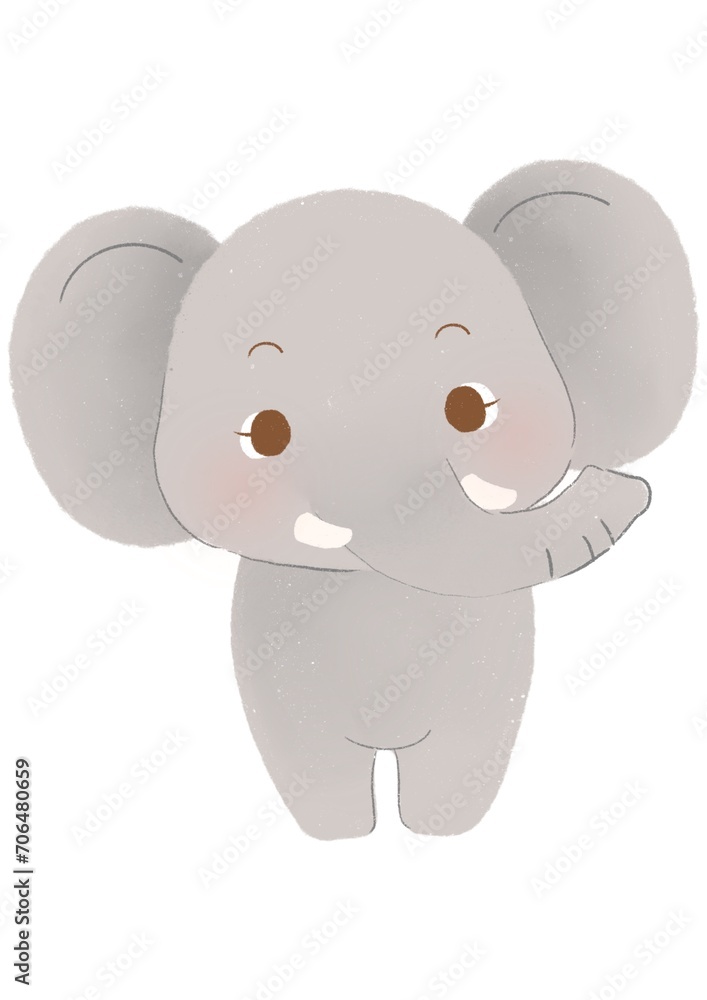 Gray Elephant for children learning vocabulary.