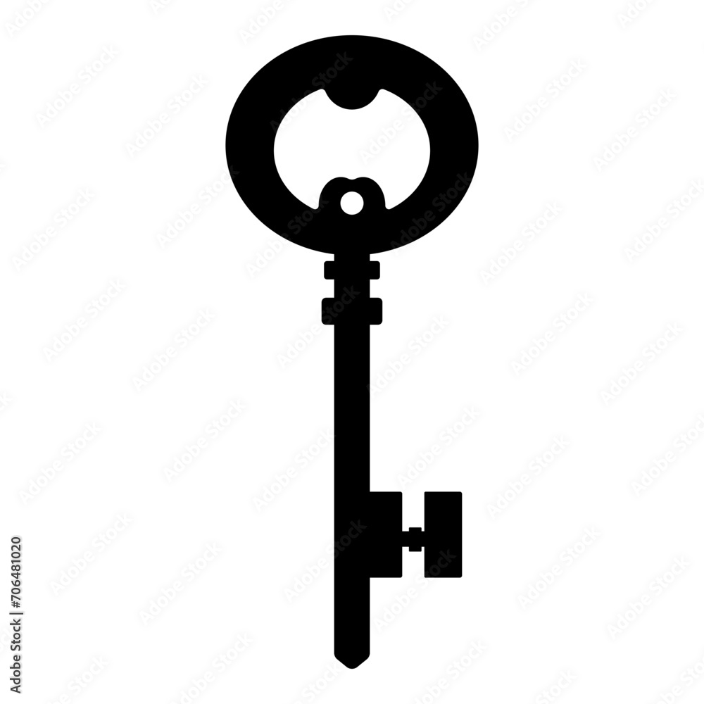 Old black silhouette key isolated on white background. Vector illustration for any design. Old black silhouette key isolated on white background. Vector illustration for any design.