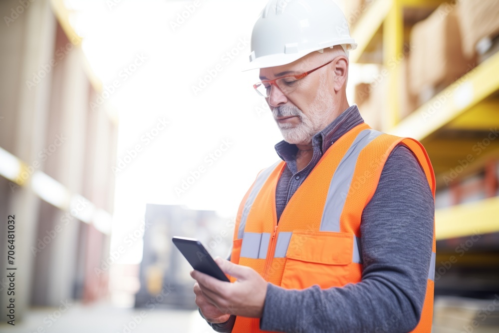 Fototapeta premium worker using a handheld device for inventory management