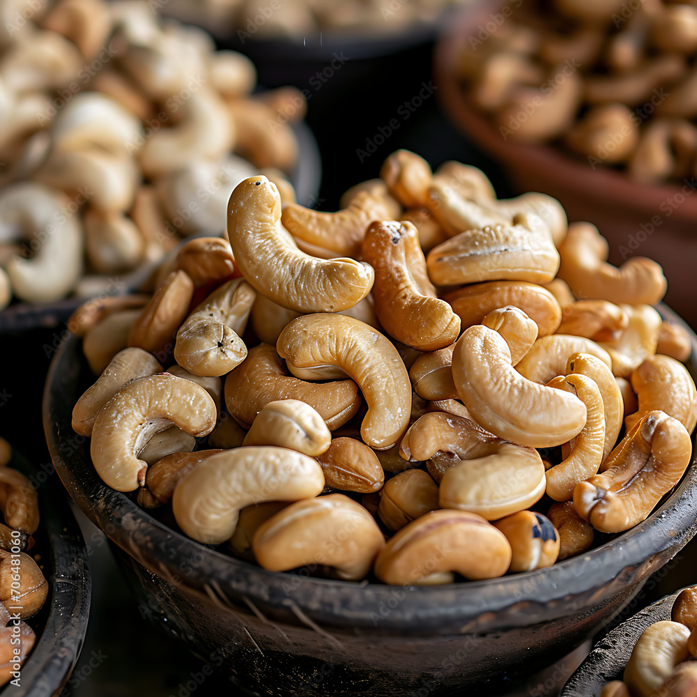 Close up of cashew nuts background. Top view Close up of cashew nuts background. Top view