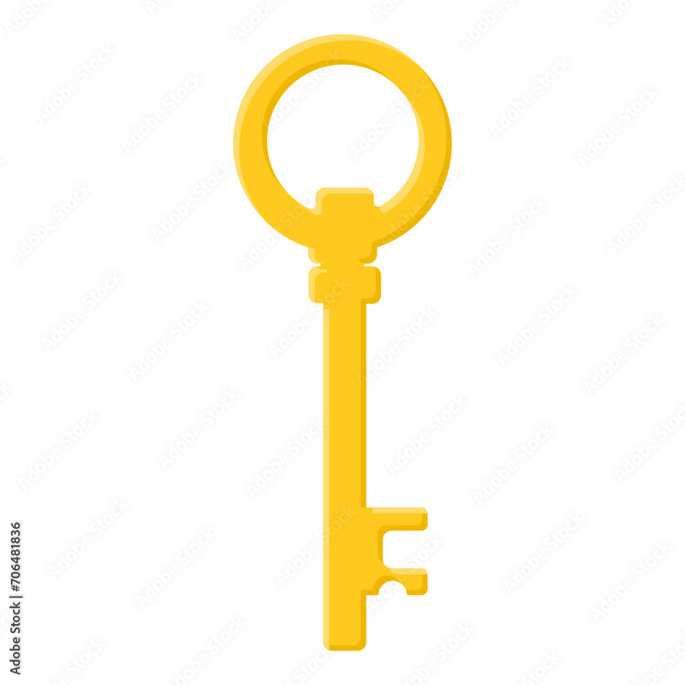 Golden key isolated on white background. Cartoon style. Vector illustration for any design. Golden key isolated on white background. Cartoon style. Vector illustration for any design.
