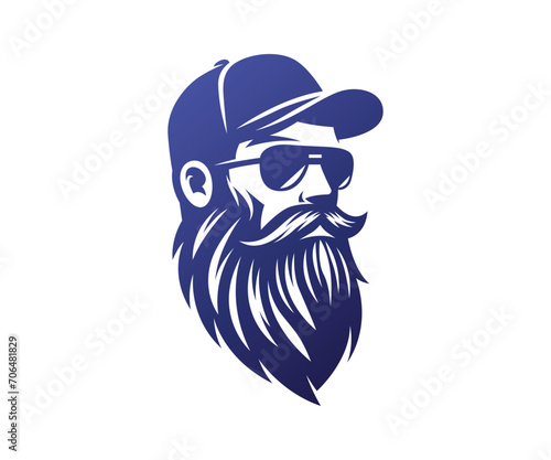 Cool bearded man wearing a cap and sunglasses vector