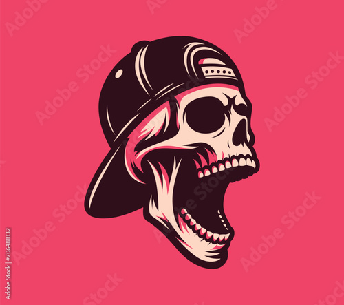 Cool Skull Wearing Cap Vector