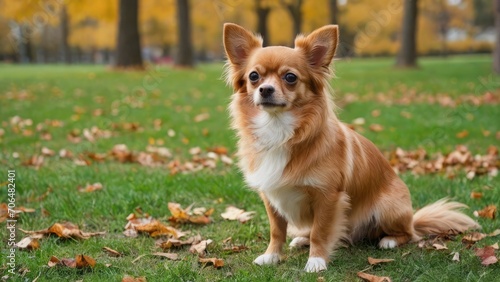 Red chihuahua dog in the park