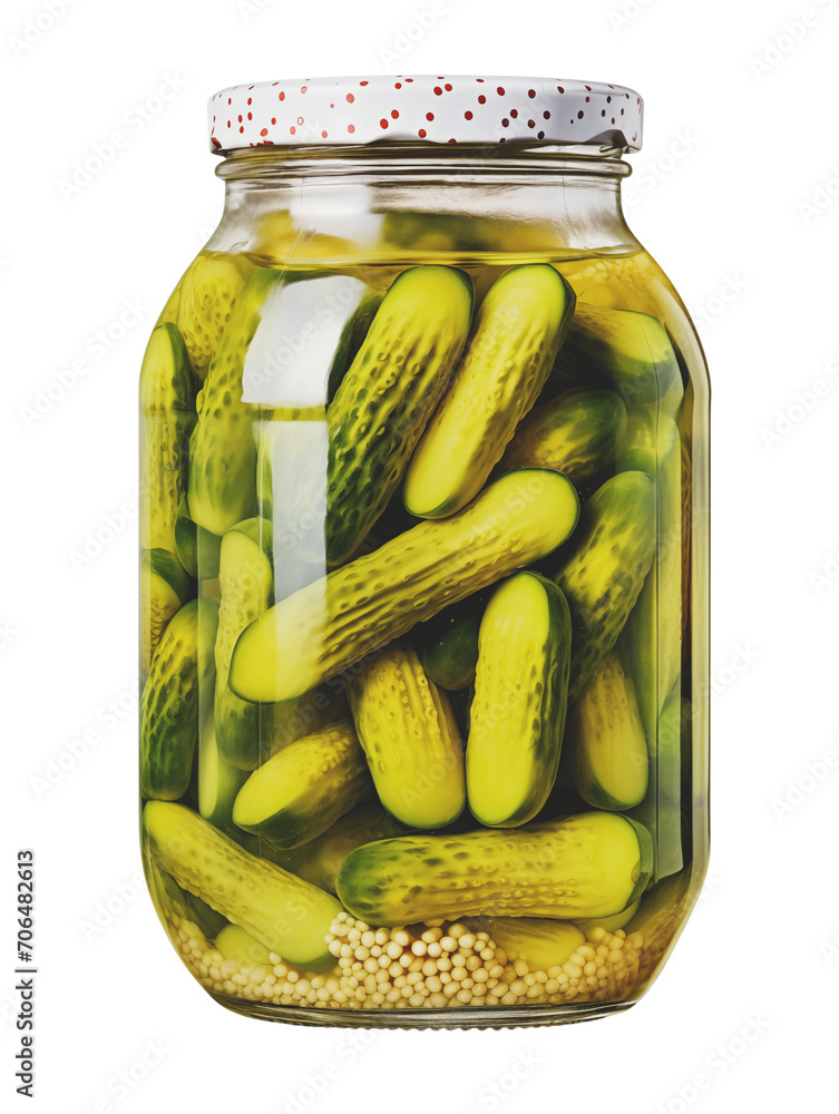 Canned, pickled cucumbers in a glass jar. Isolated on a transparent background. Canned, pickled cucumbers in a glass jar. Isolated on a transparent background.