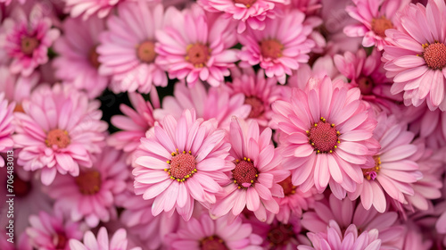 Pink Gerbera Daisy Flowerbed: Suitable for Gardening Blogs and Spring Seasonal Promotions © TheVisualPoet