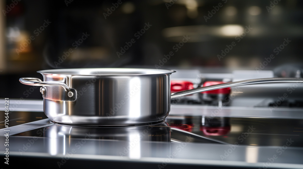 pot on gas stove, stainless pan on the hob, cooking on a gas stove, the cost of gas in Europe pot on gas stove, stainless pan on the hob, cooking on a gas stove, the cost of gas in Europe