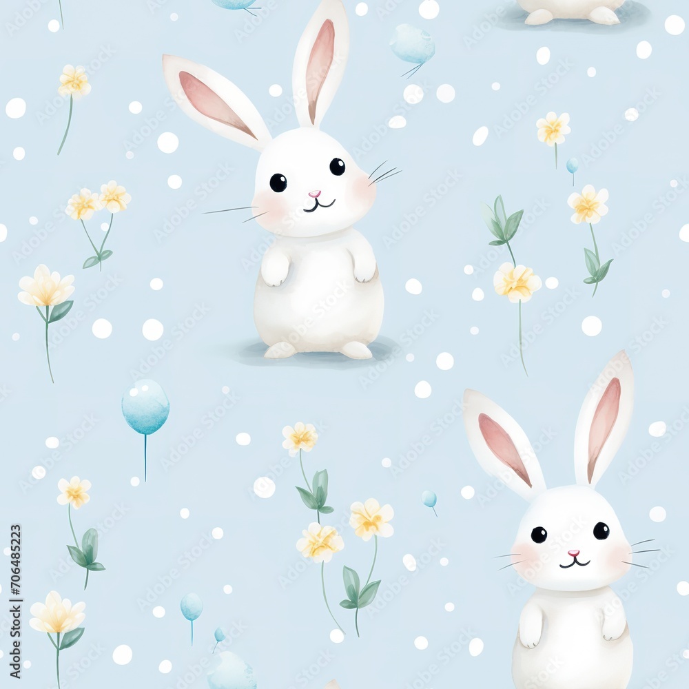 Cute rabbit, bunny seamless pattern, Watercolor Cute rabbit, bunny seamless pattern, Watercolor