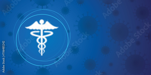 Photography Medicine and Healthcare banner, blue color virus cell abstract pattern backdrop,