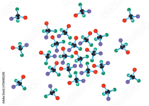 vector molecule model group. colored molecule model illustration. colored molecule model