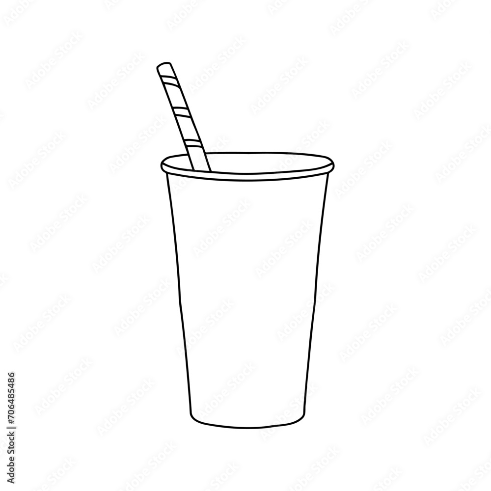 Take away cup with straw mockup. Linear, vector realistic. Outline stock illustration. Take away cup with straw mockup. Linear, vector realistic. Outline stock illustration.
