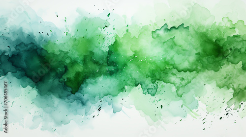 fresh green watercolor surface with splatters on white background, illustration photo