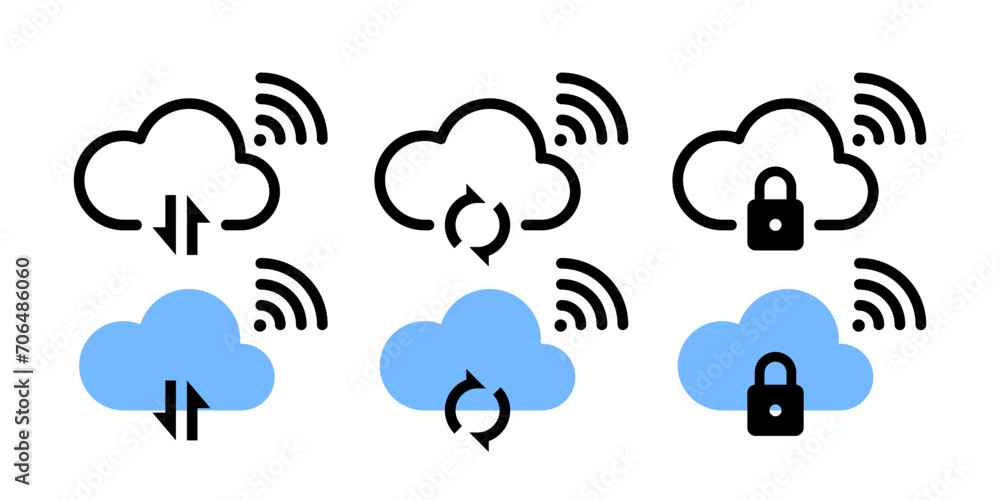 Cloud service and network icons. Vector icons Cloud service and network icons. Vector icons