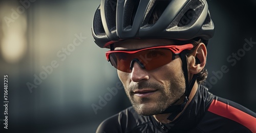 A male cyclist wears a helmet while riding confidently on his bicycle, commuter lifestyle photo © Ingenious Buddy 