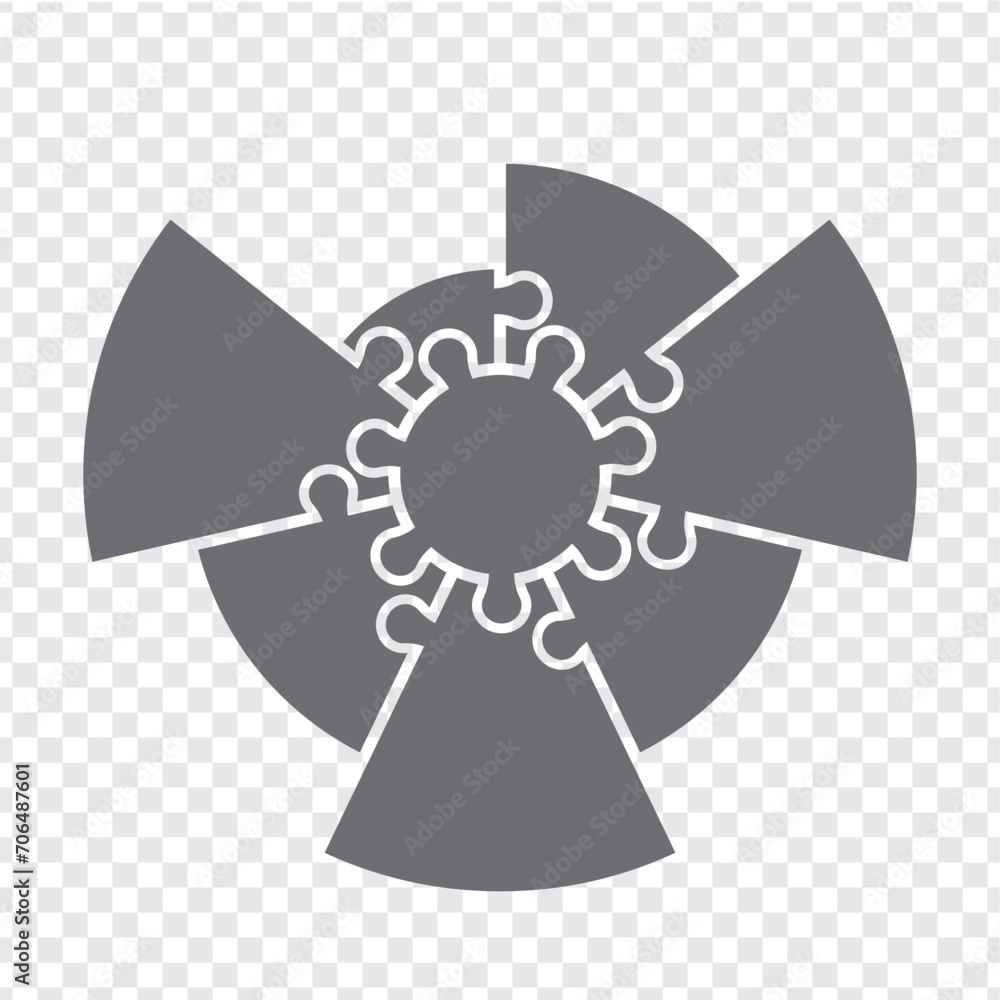 Simple icon circle puzzle in gray. Simple icon puzzle of the seven elements and center on transparent background for your web site design, app, UI. EPS10. Simple icon circle puzzle in gray. Simple icon puzzle of the seven elements and center on transparent background for your web site design, app, UI. EPS10.
