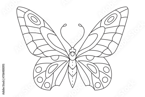 Butterfly black white logo isolated. Butterfly illustration. Beautiful insects isolated on white background. Spring summer seasons butterfly. design element. Coloring page Vector illustration