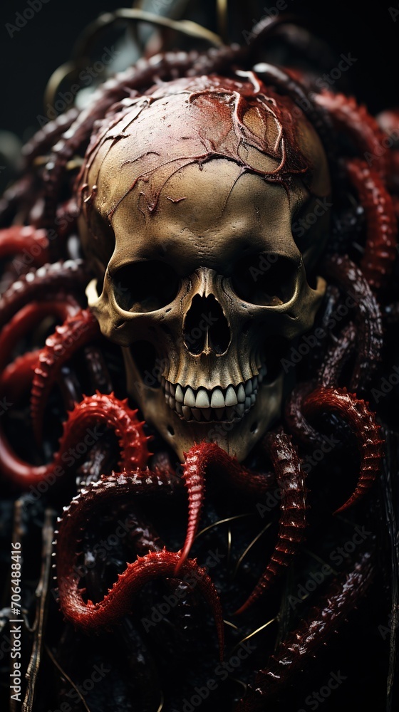 A close-up of the face of a damned soul, contorted in agony A close-up of the face of a damned soul, contorted in agony