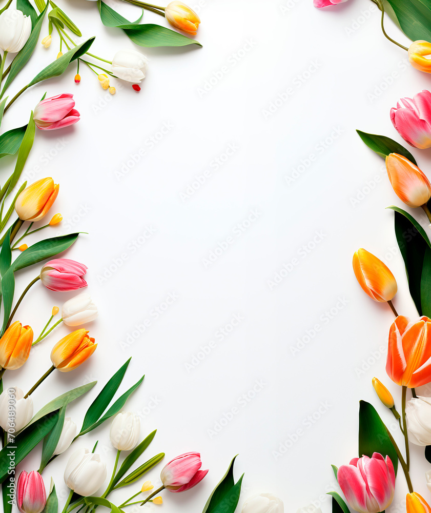 Colorful tulip flowers on white background Colorful tulip flowers on white background