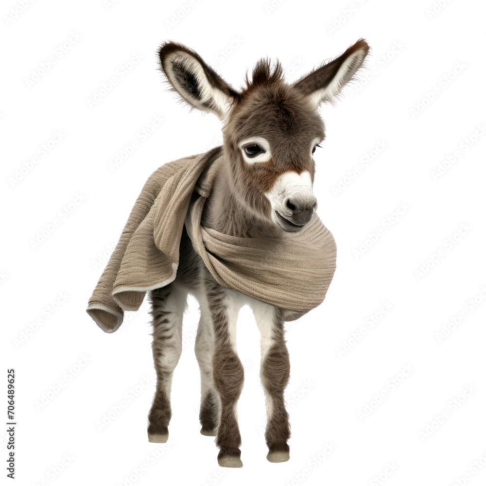 Donkey in blanket enjoying winter season Donkey in blanket enjoying winter season