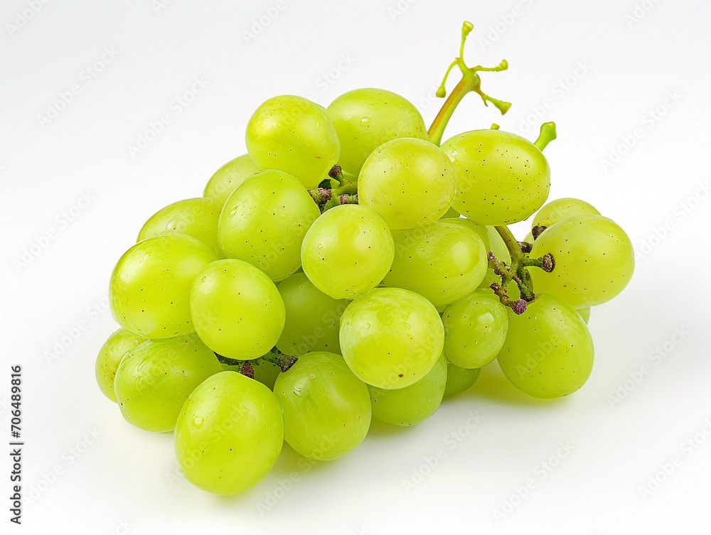 Fresh green grape isolated on white background. Minimalist style. Fresh green grape isolated on white background. Minimalist style.
