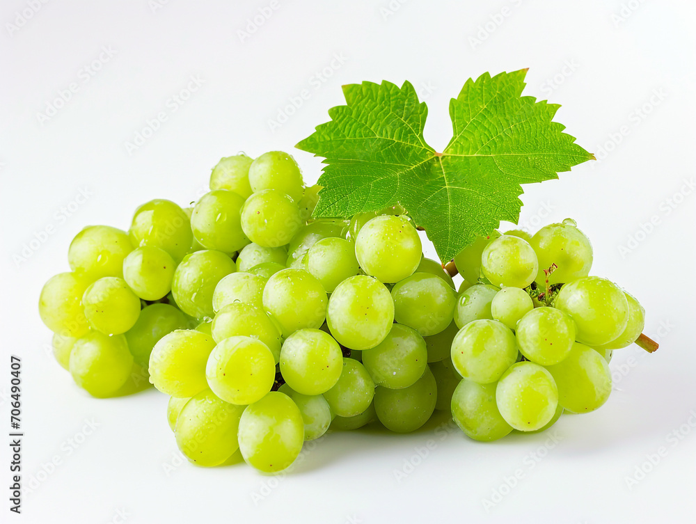 Fresh green grape isolated on white background. Minimalist style. Fresh green grape isolated on white background. Minimalist style.