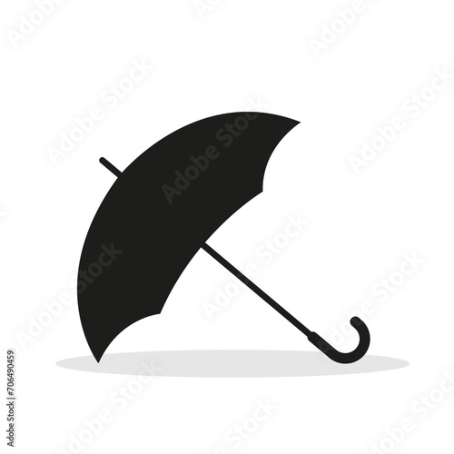 Black shadow of an umbrella. Isolated on a white background. Vector illustration