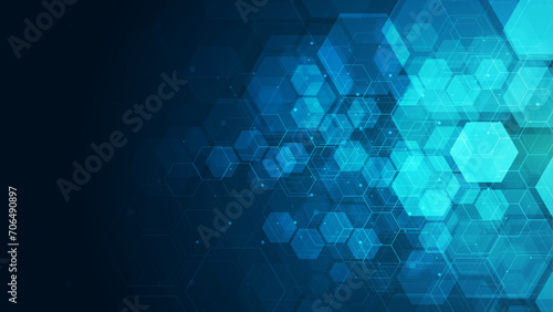 Abstract cube hexagon shape background. Digital technology concept