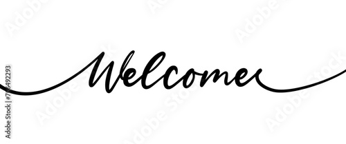 Welcome Word text handwriting illustration vector on transparent background. Element text letter formal casual script art card decoration design photo