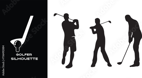 silhouette of a person. Silhouette of a golf player isolated on white background 