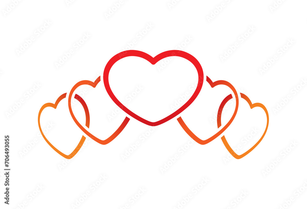 vector heart concept. five heart designs with perspective