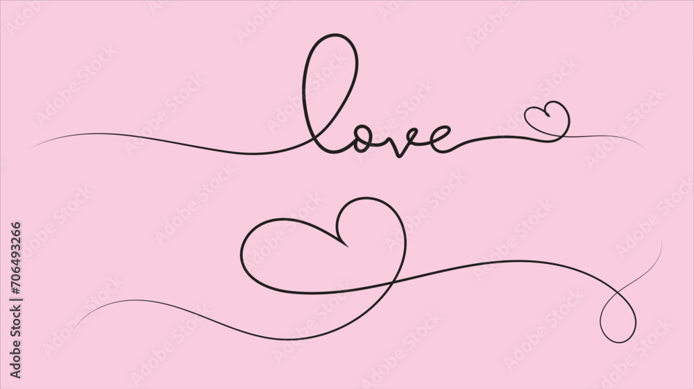 Love and heart single line art for valentine's day designs Love and heart single line art for valentine's day designs