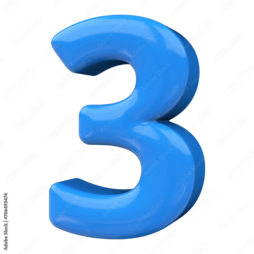 3 number blue 3d render 3 number blue 3d render