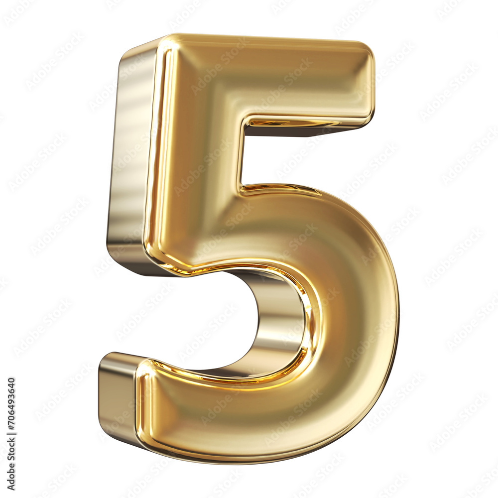 5 number golden 3d render 5 number golden 3d render
