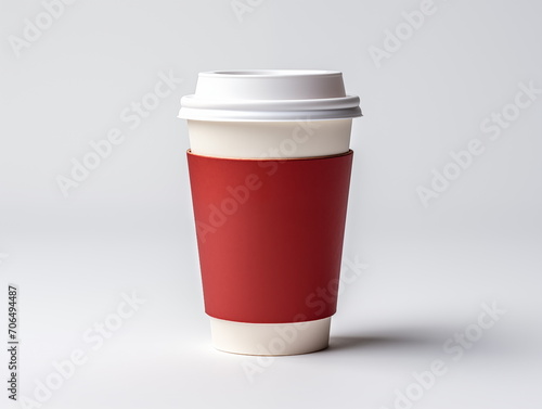 Close-up of disposable cup, mockup, take away paper cup isolated background, Generated AI