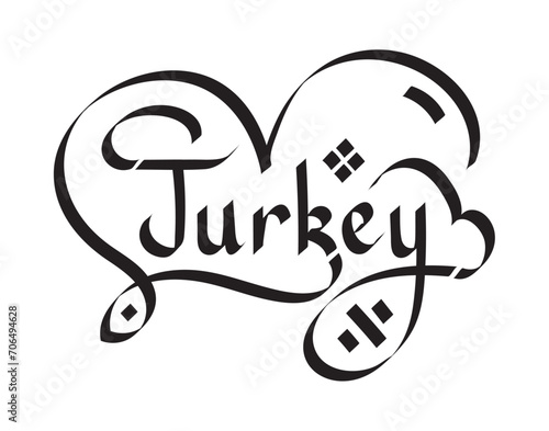 vector calligraphic turkey word