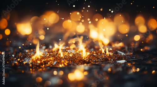 Burning red hot sparks rise from large fire in the night sky. Beautiful abstract background on the theme of fire, light and life. Fiery orange glowing flying away particles over black background in 4k