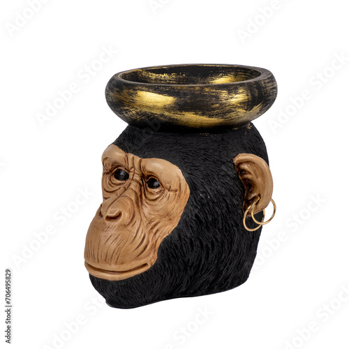 luxury decorative object monkey head isolated on white
