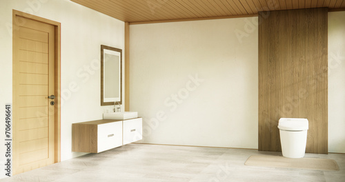 Toilet and decoartion on modern zen toilet room japan style.