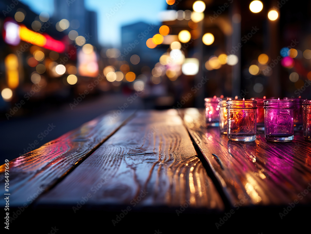 Amazing Wooden surface in front of bokeh background